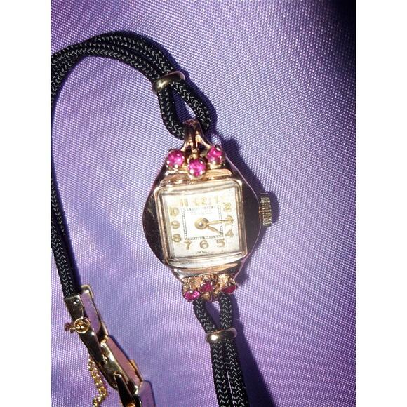 18 K ROSE GOLD & RUBIES ANTIQUE WATCH - Picture 3 of 5